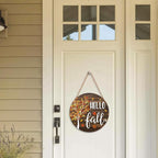Hello Fall Wreath for Front Door Fall Tree Welcome Door Sign 12x12 Inch Autumn Maple Leaves Wood Door Hanger Farmhouse Thanksgiving Hanging Plaque for Home Porch Wall Indoor Outdoor Decorations