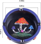 4.44" Cool Ashtray for Cigarettes, Mushroom Ashtrays Round Ash tray Decor for Home Office, Cute Ashtray for Ornament Gifts (Blue Mushroom)
