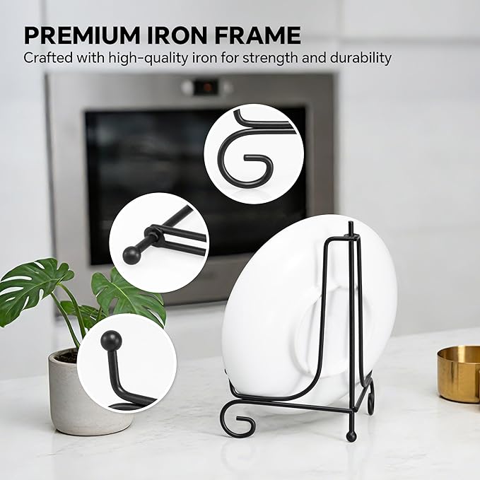 Artliving Plate Stands for Display, 7 Inch Black Iron Easel Plate Display Photo Holder Stand, Displays Picture Frames, Decorative Plates, Tablets and Art (2 pack)