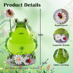 Spring Frog Snow Globe Decor with 6H Timer, Swirling Glitter Frog Snowglobe Spring Figurine Decorations, USB/Battery Operated, for Spring Holiday Home Decor and Gift (Frog Flower)