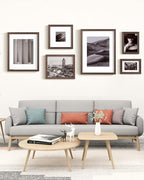 Egofine A4 Picture Frames Set of 4, Made of Solid Wood Covered by Plexiglass 5x7 and 6x8 with Mat or A4 without Mat, for Table Top Display and Wall Mounting Photo Frame Brown