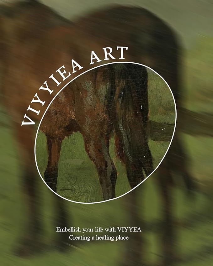 VIYYIEA Vintage Gold Framed Wall Art for Living Room, Horse Canvas Prints Home Decor, Oil Painting Picture, Bedroom Wall Decor Gifts for Friends or Family -【Horse】-(16L x 12W)
