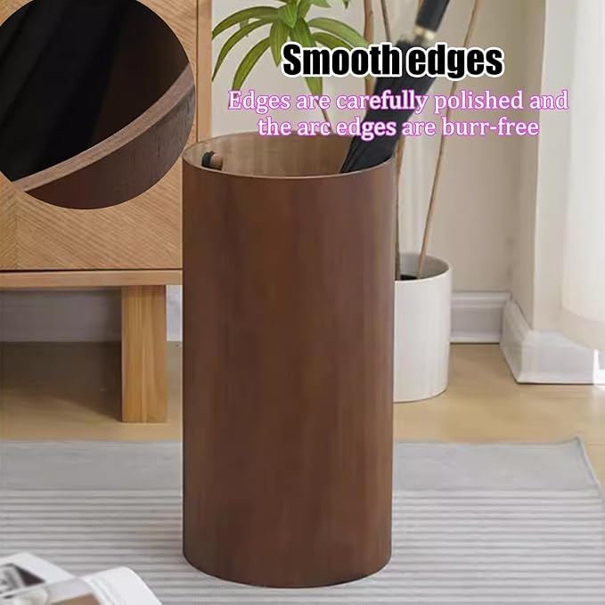 Chinese Vintage Umbrella Holder Solid Wood Umbrella Storage Rack with Drip Tray Commercial Umbrella Holders Cylindrical Straight Umbrella Bucket Umbrella Stand Holder Indoor for Entryway.(Wood)