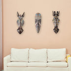 OTARTU African Mask Wall Sculpture Hand Carved African Tribal Wall Mask Art