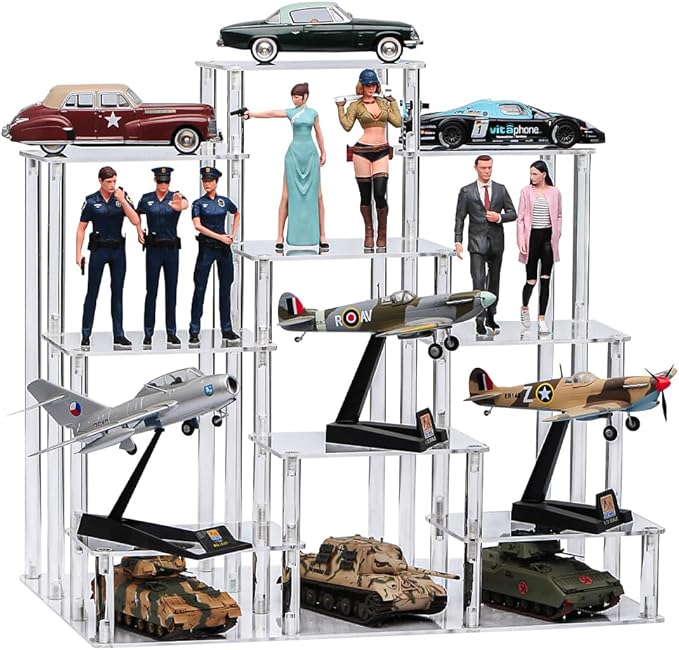 Clear Acrylic Display Risers Stand Shelf, Acrylic Stands Display for Action Figures Collectibles Perfume Organizer Stand,Pop Figures Stand Risers for Decorating & Organizing (9 Tier)
