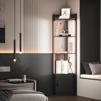 5-Tier Corner Shelf with RGB LED Light, 65" Tall Display Cabinet with Storage, Remote & APP Control, Adjustable Brightness/Color Temp, Floor Lamp with Shelves for Living Room Bedroom (Black)