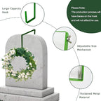Wreath Stands for Cemetery Adjustable Wreath Hangers for Front Door Headstone Decorations for Cemetery Over The Door Hooks for Cemetery Halloween, Christmas 2 Pack