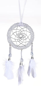 Luxury Dream Catchers - White Turkey Feather with Crystal Diamond, Lace Lanyard, Handmade Small Dreamcatcher for Bedroom, Dream Catcher for Girls, Dream Catchers for Boys, Dream Catcher Wall Decor