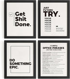 DSHFG Funny Motivational Office Pictures Wall Art Decor Prints Set of 4, Motivational Wall Art Decor Trendy Retro Posters Prints for Office Home Decor, 8x10 Unframed