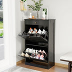 Shoe Cabinet with 2 Flip Drawers, Slim Freestanding Hidden Shoe Organizer with Drawer, Pet-Proof Shoe Storage Cabinet for Entryway Living Room Behind The Door, Black
