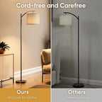 Battery Operated Floor Lamp, RGB Dimmable Cordless Standing Lamp with Remote Control for Living Room, Tall Floor Lamp for Bedroom -Black