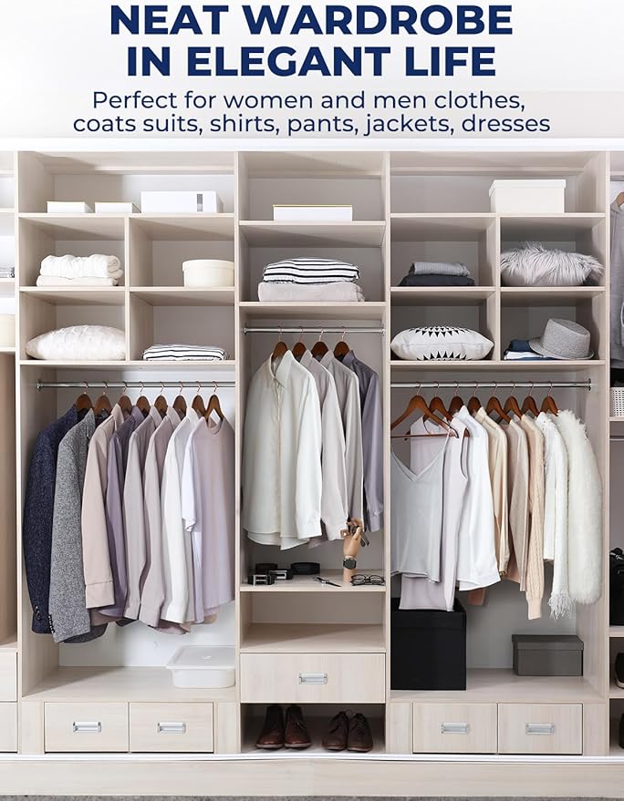 Smartor Wooden Hangers 20 Pack, Solid Wood Coat Hanger for Closet, Heavy Duty Wood Hangers for Suits, Shirts, Dresses, with 360° Rose Gold Hook, Non Slip Pant Bar, Walnut