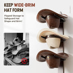 Cowboy Hat Rack for Wall, Cowboy Hat Holder Wall Mount Holds up to 6 Hats, Wooden Western Rustic Metal Hat-Organizer with Arrow Sign Board, Display and Decor Rack for Fedora, Sun Hats,Baseball Caps
