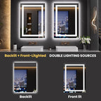 LOAAO 23.6"x31.5" LED Mirror for Bathroom, Lighted Bathroom Mirror with Lights, Anti-Fog, Dimmable, Memory Function, Clear Reflection