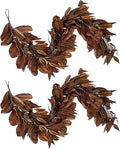 Brown Leaf Wreath, Artificial Realistic Reusable Leaf Swag Fall Porch Decorations Outdoor for Mantle Fall Decorations for Home (2-280)