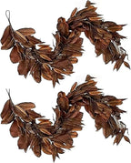 Brown Leaf Wreath, Artificial Realistic Reusable Leaf Swag Fall Porch Decorations Outdoor for Mantle Fall Decorations for Home (2-280)