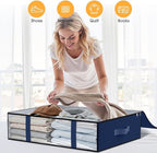StorageRight Under Bed Storage Bags 3 Pack, 40L Large Clothes & Comforter Storage Containers with Clear Window, Breathable Fabric Organizer for Blankets, Bedding, Seasonal Clothing, Blue