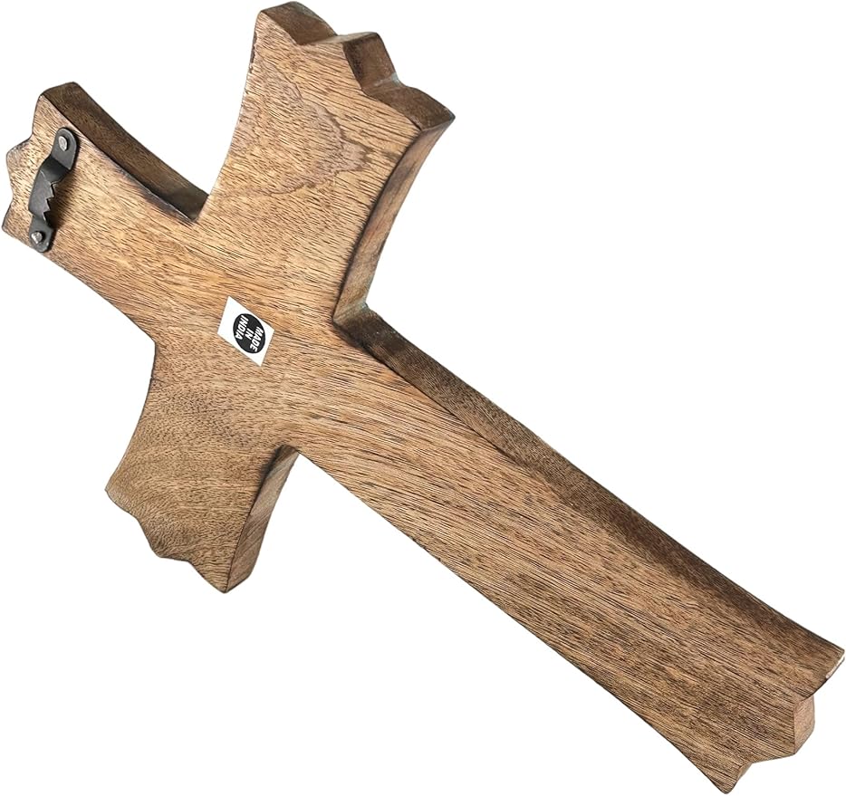 S.B.ARTS Wooden Wall Cross Handmade Wall Crucifix with Hand Carvings Cross for Baptism Gifts - Christians Spiritual Hanging Ornament for Wall Decor and Church - (Blue, 12 Inches)