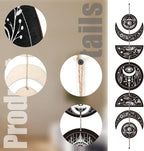 CREATCABIN 7Pcs Eyes Hands Moon Cycle Decor Boho Ornament Half Round Wood Pendant Moon Phase Decoration Halloween Ramadan Home Art Wall Hanging for Bedroom Farmhouse Gallery Apartment Bar 37.1x6.3in
