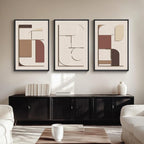 Large Framed 3D Textured Neutral Abstract Wall Art for Living Room, 3 Piece Modern Paintings Artwork for Walls, Minimalist Geometric Pictures for Hallway Office Dining Bedroom Wall Decor 24x36 In