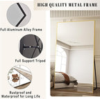 BEAUTYPEAK 71"x36" Rectangle Full Body Floor Mirrors, Full Length Mirror Hanging or Leaning, Aluminum Alloy Frame Wall Mirror for Bedroom, Dressing Room, Gold