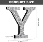 Qunclay 12'' Silver Crystal Diamond Bling Letters Crushed Diamond Decoration Wooden Glitter Letter with Screw and Hooks Rhinestone Gift for Wedding Y2k Mcbling Bedroom Wall Decor (Letter Y)