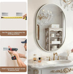 Brushed Nickel Mirror, 17"x30" Oval Bathroom Mirror, Oval Mirror with Brushed Metal Frame, Wall Mount Mirrors Decor for Bathroom, Bedroom, Entryway (Hangs Horizontally or Vertically)