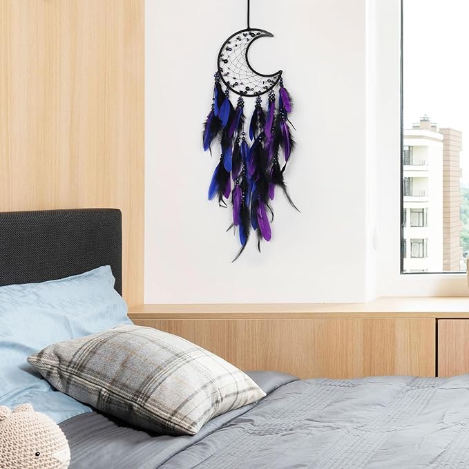 Pretty Jolly Moon Dream Catchers Wall Decor with Crystals Crescent Handmade Dream Catcher Pink Grey Feathers Dreamcatchers Wall Hanging for Girls Bedroom Wedding Wish Blessing Gift