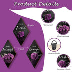 ONIZHITY 3-Piece Purple & Black Wall Decor - Rose Wooden Art with Positive Quotes for Bedroom, Bathroom & Wedding (12 x 7)