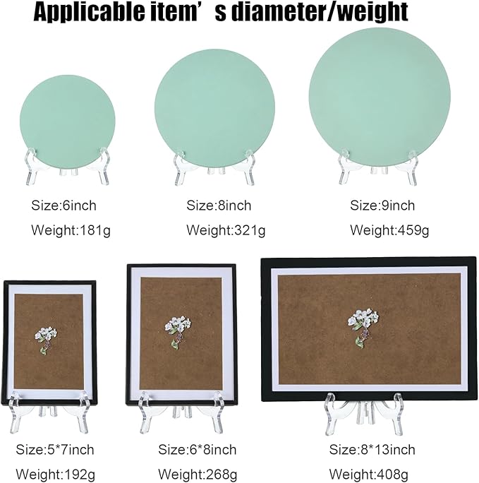 HESTYA 6 Pack 7 Inch Clear Acrylic Easel Stand Display Stand Plate Holder for Display Photo Picture Frame Book