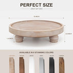 EOSAHR Farmhouse Wood Riser for Display : Decorative Pedestal Stand for Kitchen Counter and Home Decor - Elegant Round Waterproof Display Tray for Bathroom Soap, Sink, Vase (Natural Wood)