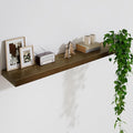 Solid Wood Floating Shelves For Wall, 48”W x 9”D x 1.56”H Large Wall Shelves for Living Room Bedroom Bathroom Kitchen Drcor Storage with Invisible Heavy-Duty Metal Bracket, Light Brown, Set of 1