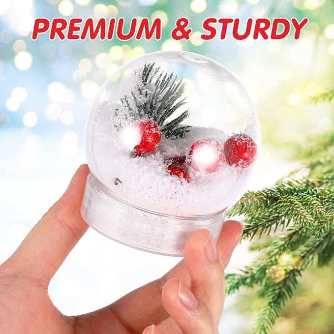 20pcs Plastic Snow Globe DIY Snow Globe Clear Plastic with Screw Off Water Globe Jar Empty for DIY Crafts Christmas Home Decoration (L*H: 5.3 x 6CM)