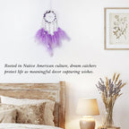 Pretty Jolly Crystal Stone Small Dream Catchers Purple Feathers Mini Dreamcatchers with Beads for Cars Rear View Mirror Hanging Decoration Good Luck Travel Charm Bedroom Ornaments for Women Girls