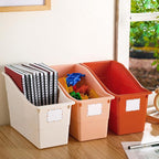 Suzile Interlocking Plastic Book Bins Bulk Classroom Organizers with Labels Magazine File Holder Boho for Teacher Supplies Library Office Home Storage Container(Classic Colors,6 Pcs)