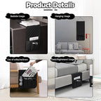 Huakaile Foldable Remote Control Holder Non-Slip Couch Sofa Chair Waterproof Armrest Organizer with 5 Pockets Armrest Organizer Couch Recliner Caddy Fits for Ipad, Phone, Magazines (Black)