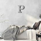 Qunclay 8'' Silver Crystal Diamond Bling Letters Crushed Diamond Decoration Wooden Glitter Letter with Screw and Hooks Rhinestone Gift for Wedding Y2k Mcbling Bedroom Wall Decor (Letter P)
