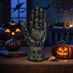 Palmistry Hand Resin Statue Telling Palm Reading, Ancient Mystical Palm with Lines and Symbols Sculpture for Palm Readers（Black）