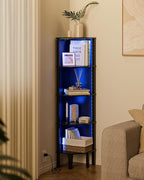 Corner Shelf Stand, 5 Tier Corner Bookshelf,Corner Furniture for Bedroom Display Corner Shelf for Small Space,Wood Shelves with Storage Rack for Living Room,Office,Black