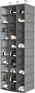 coastal rose Hanging Shoe Organizer for Closet, 30 Sections Hanging Closet Organizers and Storage Shelves Space Saving Shoe Rack Holder Hanger, Grey, 17''W×11.5''Dx 48''H