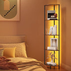 SUNMORY 5 Tier Corner Shelf with LED Light, Industrial 65" Corner Shelves Display Shelf for Living Room Decor, Wall Corner Bookshelf Multi Unit Organizer, Tall Shelf Plant Stand for Bedroom, Bathroom