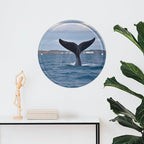 Wall Picture, with Whale Tail Printed Circular Iron Hanging Picture,Wall Art Decor,Home for Bedroom Living Room Bathroom Decor,Iron Painting 11.8X11.8 in