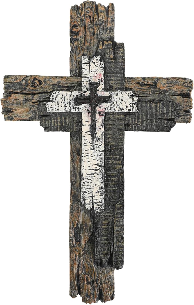 Taprion Modern Rustic Wall Cross Christian Cross Wall Decor - Brown Wood Tones Wall Art for Home Decor