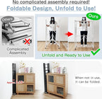 lumizone Folding Clothing Rack with Wheels Expandable Wardrobe Portable Clothes Rack for Hanging Clothes Adjustable Closet Shelves Garment Rack Durable Closet Racks for Hanging Clothes (Pro Black)