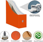 Limitliho 6 Pack Cardboard Magazine Holder for Desk, Book Bins for Classroom Library,Office,Home, 10.6" H x 10.2" L x 3.5" W in Magazine File Holder (Orange Red)