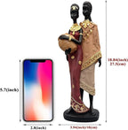 African Statue for Home Decor - 10" Tribal Lovers Couple Sculpture,Vintage Figure Figurines，Living Room/Study/Office/Bookshelf/Desktop for Housewarming/Anniversary