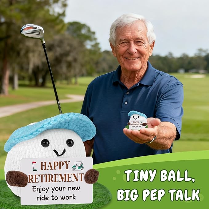 Retirement Gifts for Men Women, Funny Crochet Golf Ball Gifts for Retirement, Retirement Gift for Dad Grandpa Coworkers Husband-Meaningful Crochet Golf Ball Accessories