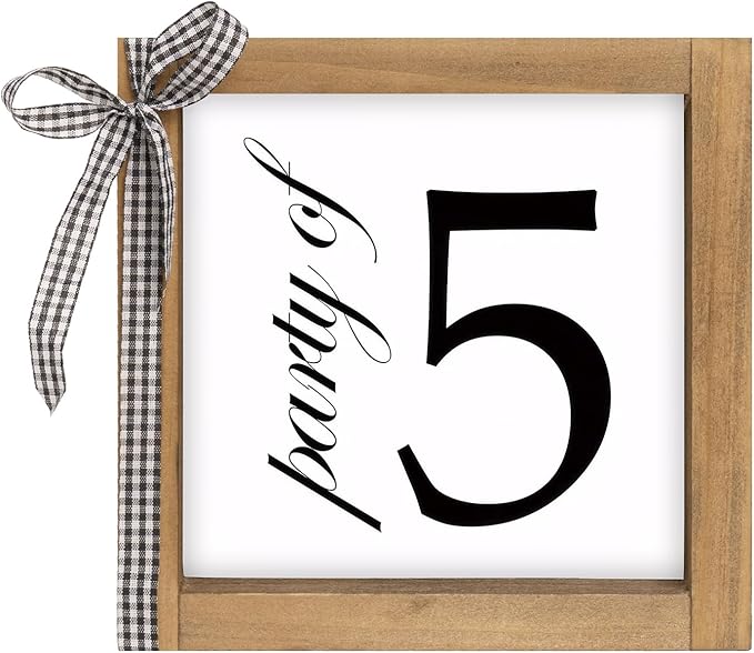 6 Inch Party of 5 Sign, Wooden Frame Family of 5 Decor, Rustic Gift for Family Indoor Table Tiered Tray Shelf Desk Farmhouse Home Decorations