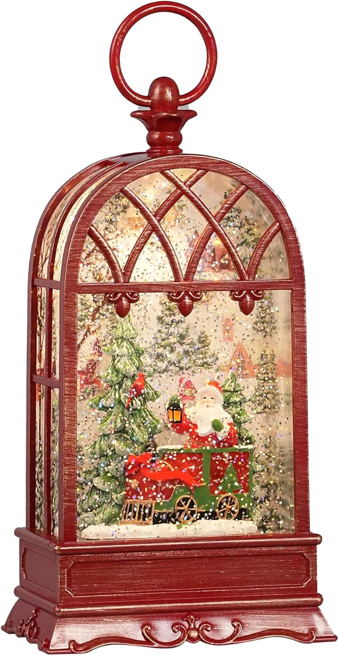 Snow Globe Christmas with Santa Claus, Lighted Christmas Snow Globes with Timer, Swirling Musical Glittering Snow Globes Lantern for Christmas Decoration(Santa Claus)