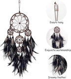 Large Dream Catcher Wall Decor Black Dream Catchers with Wooden Bead Handmade Feather Dreamcatcher Wall Hanging Ornament for Bedroom Living Room Home Decor